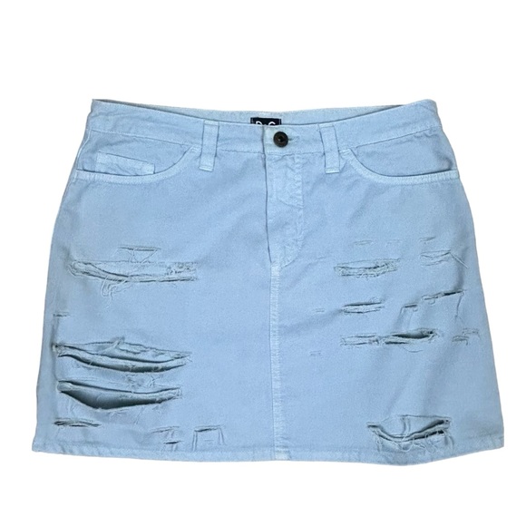Dolce & Gabbana Denim A-Line Mini Skirt - Distressed - Light Blue - US 6 W28 IT4 - Picture 2 of 16